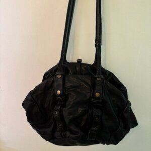 CALYPSO St BARTH black 100% leather oversized purse with buckles